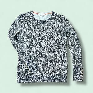 Boden Grey/Navy Animal Print Cotton Blend Long Sleeve Jumper Size M
